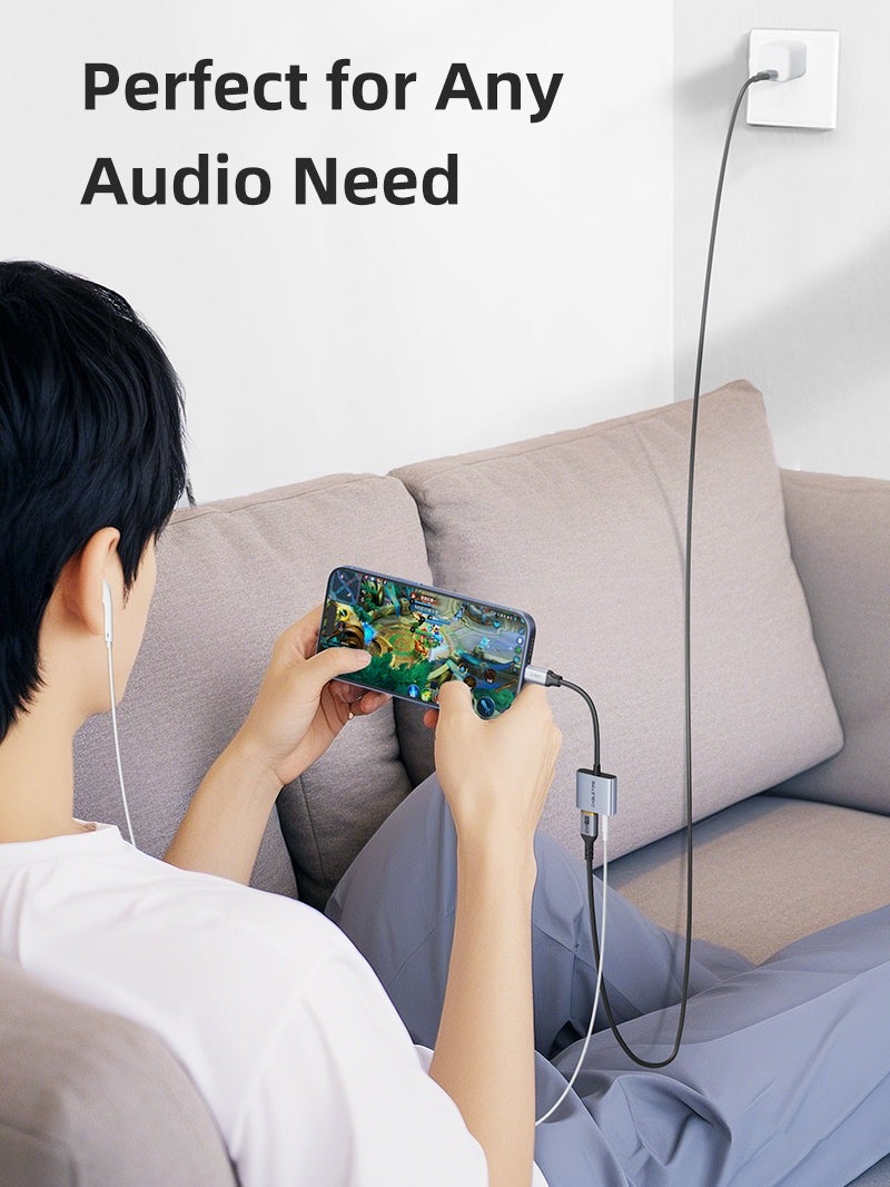 كابل تايم محول USB-C إلى منفذ سماعة رأس وشاحن 3.5 ملم - Image 2